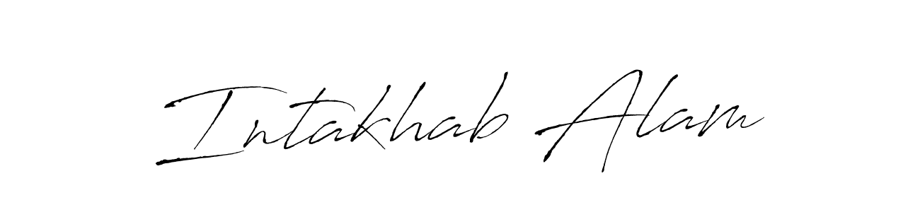 The best way (Antro_Vectra) to make a short signature is to pick only two or three words in your name. The name Intakhab Alam include a total of six letters. For converting this name. Intakhab Alam signature style 6 images and pictures png