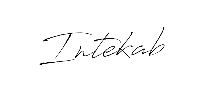 Use a signature maker to create a handwritten signature online. With this signature software, you can design (Antro_Vectra) your own signature for name Intekab. Intekab signature style 6 images and pictures png