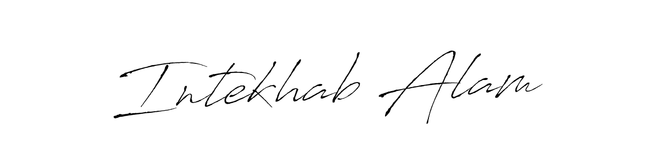 How to make Intekhab Alam name signature. Use Antro_Vectra style for creating short signs online. This is the latest handwritten sign. Intekhab Alam signature style 6 images and pictures png