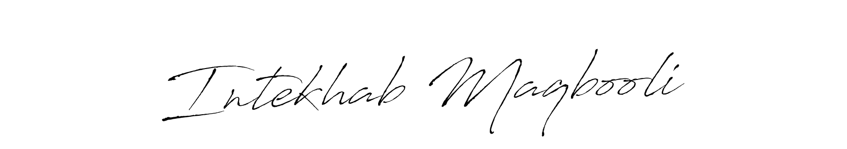 See photos of Intekhab Maqbooli official signature by Spectra . Check more albums & portfolios. Read reviews & check more about Antro_Vectra font. Intekhab Maqbooli signature style 6 images and pictures png