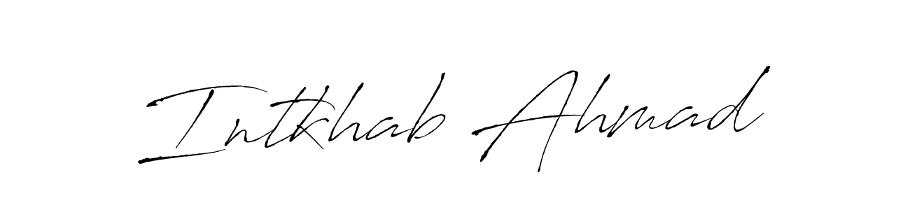 The best way (Antro_Vectra) to make a short signature is to pick only two or three words in your name. The name Intkhab Ahmad include a total of six letters. For converting this name. Intkhab Ahmad signature style 6 images and pictures png
