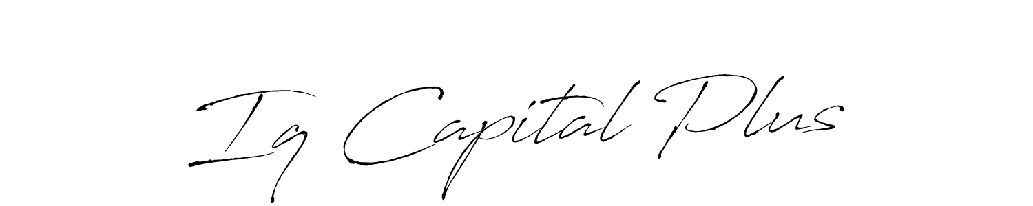 The best way (Antro_Vectra) to make a short signature is to pick only two or three words in your name. The name Iq Capital Plus include a total of six letters. For converting this name. Iq Capital Plus signature style 6 images and pictures png