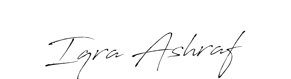 How to make Iqra Ashraf name signature. Use Antro_Vectra style for creating short signs online. This is the latest handwritten sign. Iqra Ashraf signature style 6 images and pictures png