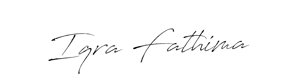 Make a beautiful signature design for name Iqra Fathima. With this signature (Antro_Vectra) style, you can create a handwritten signature for free. Iqra Fathima signature style 6 images and pictures png