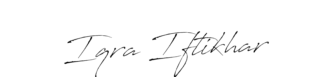 How to make Iqra Iftikhar name signature. Use Antro_Vectra style for creating short signs online. This is the latest handwritten sign. Iqra Iftikhar signature style 6 images and pictures png