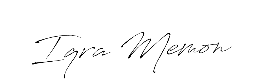 How to make Iqra Memon name signature. Use Antro_Vectra style for creating short signs online. This is the latest handwritten sign. Iqra Memon signature style 6 images and pictures png