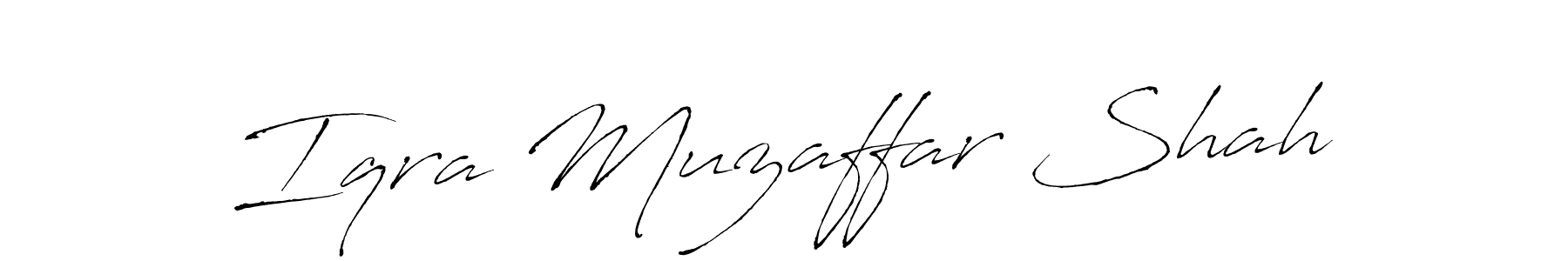 Antro_Vectra is a professional signature style that is perfect for those who want to add a touch of class to their signature. It is also a great choice for those who want to make their signature more unique. Get Iqra Muzaffar Shah name to fancy signature for free. Iqra Muzaffar Shah signature style 6 images and pictures png