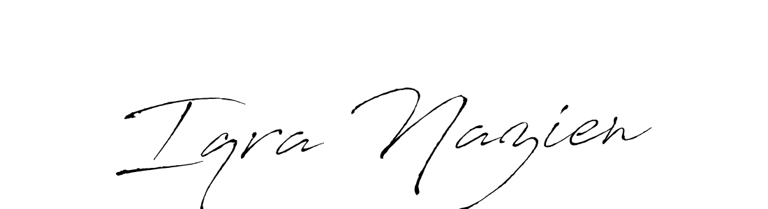 This is the best signature style for the Iqra Nazien name. Also you like these signature font (Antro_Vectra). Mix name signature. Iqra Nazien signature style 6 images and pictures png