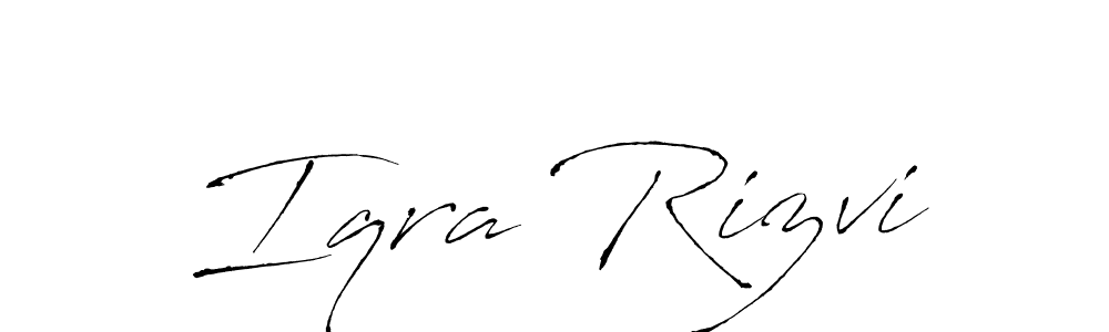 Design your own signature with our free online signature maker. With this signature software, you can create a handwritten (Antro_Vectra) signature for name Iqra Rizvi. Iqra Rizvi signature style 6 images and pictures png