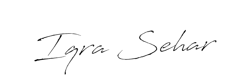 Make a beautiful signature design for name Iqra Sehar. With this signature (Antro_Vectra) style, you can create a handwritten signature for free. Iqra Sehar signature style 6 images and pictures png