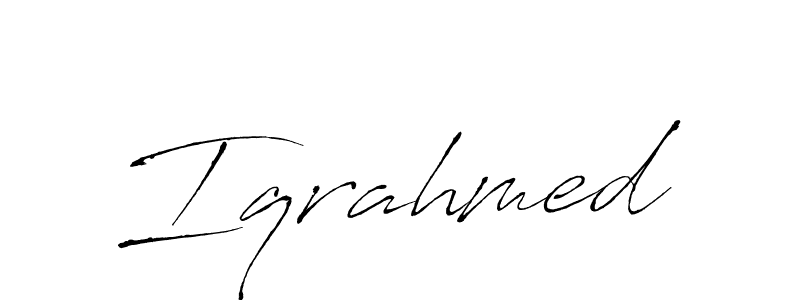 How to make Iqrahmed name signature. Use Antro_Vectra style for creating short signs online. This is the latest handwritten sign. Iqrahmed signature style 6 images and pictures png