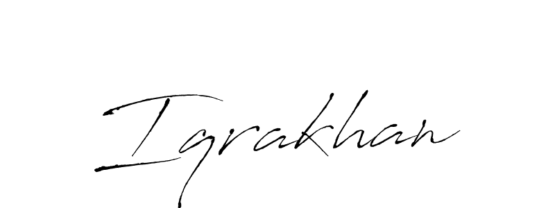 Use a signature maker to create a handwritten signature online. With this signature software, you can design (Antro_Vectra) your own signature for name Iqrakhan. Iqrakhan signature style 6 images and pictures png