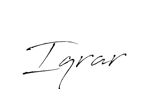 Design your own signature with our free online signature maker. With this signature software, you can create a handwritten (Antro_Vectra) signature for name Iqrar. Iqrar signature style 6 images and pictures png