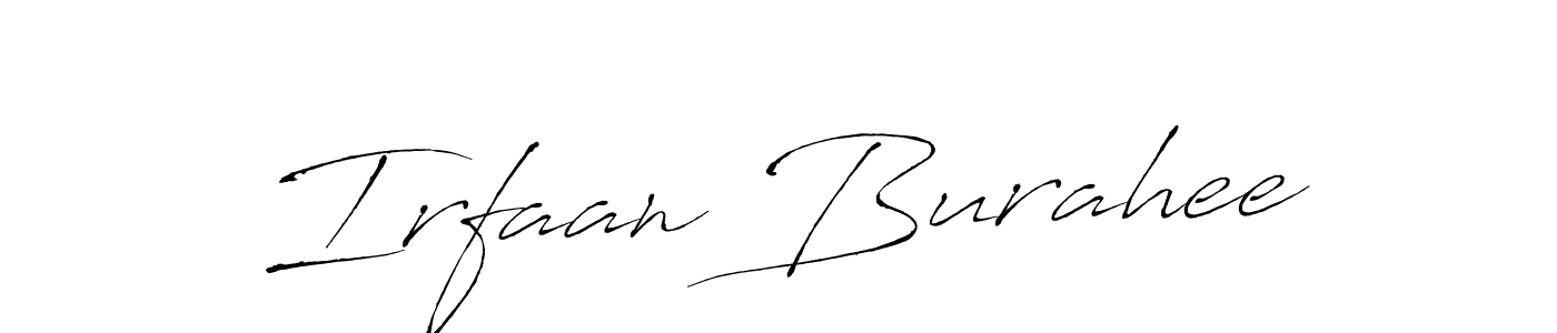 How to make Irfaan Burahee name signature. Use Antro_Vectra style for creating short signs online. This is the latest handwritten sign. Irfaan Burahee signature style 6 images and pictures png