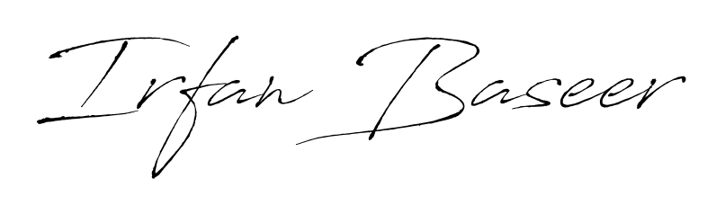 Personalize your online presence with Irfan Baseer signature rendered in elegant Antro_Vectra font. Great for website footers and blogs. Irfan Baseer signature style 6 images and pictures png