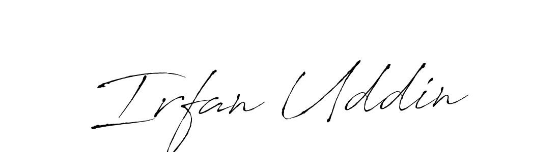 Make a beautiful signature design for name Irfan Uddin. With this signature (Antro_Vectra) style, you can create a handwritten signature for free. Irfan Uddin signature style 6 images and pictures png