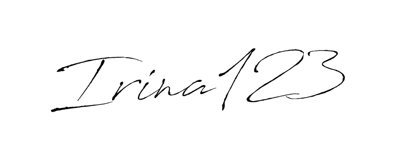 Irina123 stylish signature style. Best Handwritten Sign (Antro_Vectra) for my name. Handwritten Signature Collection Ideas for my name Irina123. Irina123 signature style 6 images and pictures png