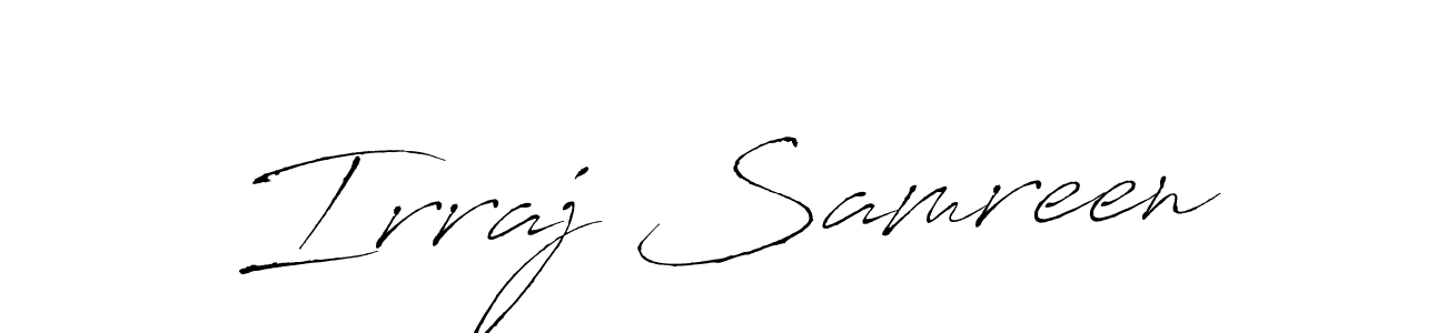 Make a beautiful signature design for name Irraj Samreen. With this signature (Antro_Vectra) style, you can create a handwritten signature for free. Irraj Samreen signature style 6 images and pictures png