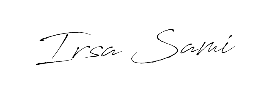 if you are searching for the best signature style for your name Irsa Sami. so please give up your signature search. here we have designed multiple signature styles  using Antro_Vectra. Irsa Sami signature style 6 images and pictures png