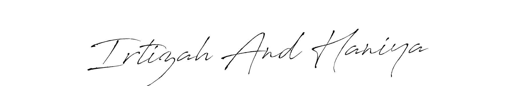 Create a beautiful signature design for name Irtizah And Haniya. With this signature (Antro_Vectra) fonts, you can make a handwritten signature for free. Irtizah And Haniya signature style 6 images and pictures png