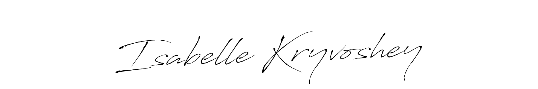 The best way (Antro_Vectra) to make a short signature is to pick only two or three words in your name. The name Isabelle Kryvoshey include a total of six letters. For converting this name. Isabelle Kryvoshey signature style 6 images and pictures png