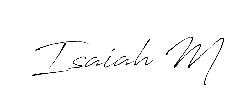 How to make Isaiah M name signature. Use Antro_Vectra style for creating short signs online. This is the latest handwritten sign. Isaiah M signature style 6 images and pictures png