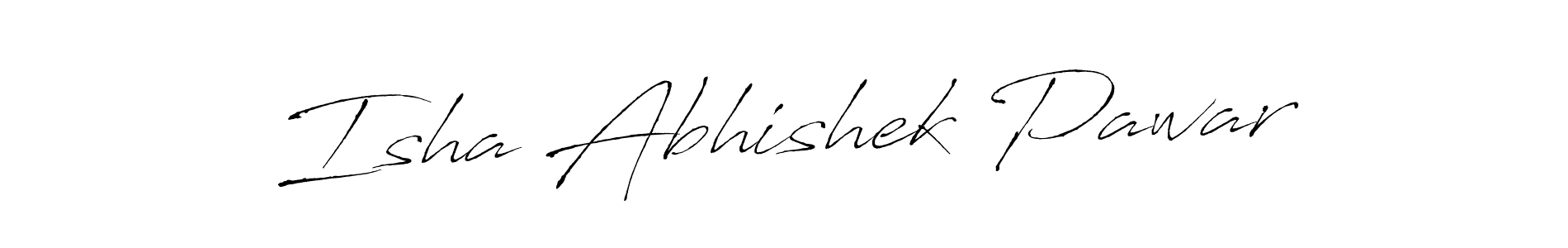 How to make Isha Abhishek Pawar name signature. Use Antro_Vectra style for creating short signs online. This is the latest handwritten sign. Isha Abhishek Pawar signature style 6 images and pictures png