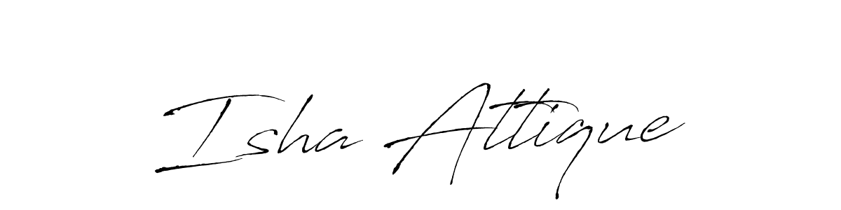 The best way (Antro_Vectra) to make a short signature is to pick only two or three words in your name. The name Isha Attique include a total of six letters. For converting this name. Isha Attique signature style 6 images and pictures png