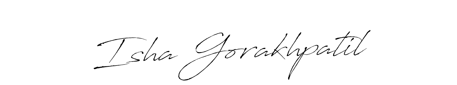 Make a beautiful signature design for name Isha Gorakhpatil. With this signature (Antro_Vectra) style, you can create a handwritten signature for free. Isha Gorakhpatil signature style 6 images and pictures png