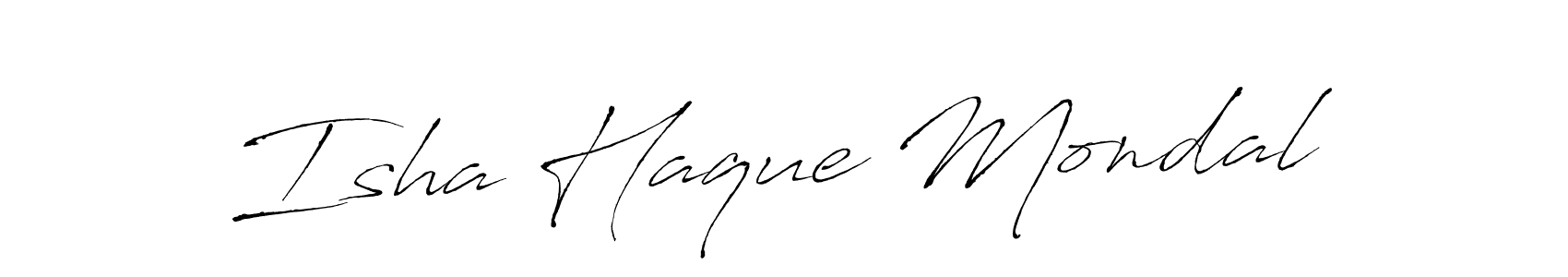 The best way (Antro_Vectra) to make a short signature is to pick only two or three words in your name. The name Isha Haque Mondal include a total of six letters. For converting this name. Isha Haque Mondal signature style 6 images and pictures png