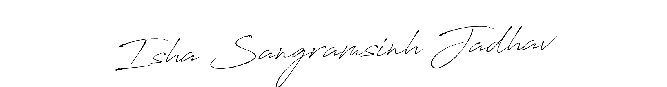 You should practise on your own different ways (Antro_Vectra) to write your name (Isha Sangramsinh Jadhav) in signature. don't let someone else do it for you. Isha Sangramsinh Jadhav signature style 6 images and pictures png