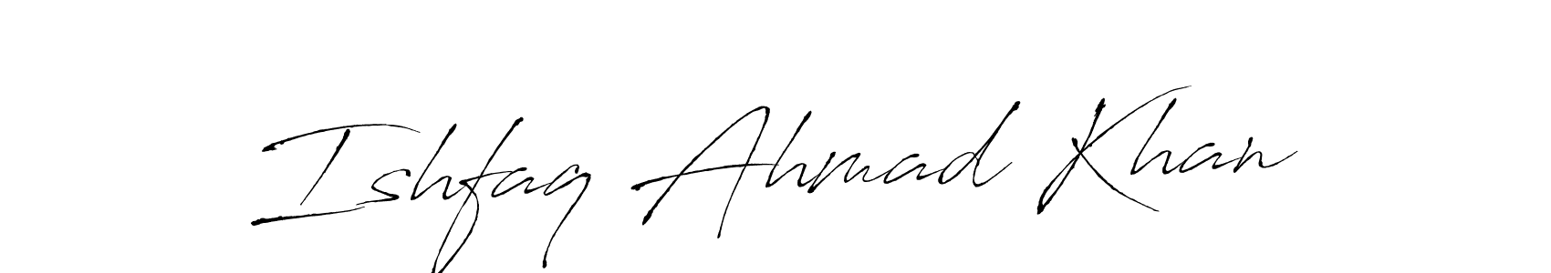 This is the best signature style for the Ishfaq Ahmad Khan name. Also you like these signature font (Antro_Vectra). Mix name signature. Ishfaq Ahmad Khan signature style 6 images and pictures png