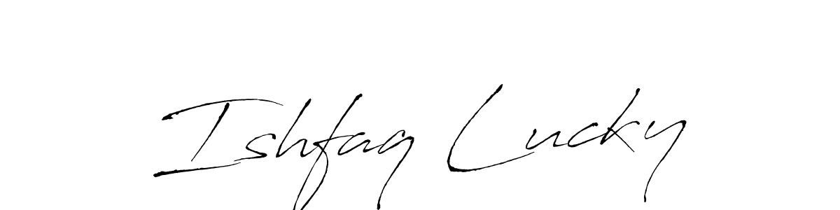 The best way (Antro_Vectra) to make a short signature is to pick only two or three words in your name. The name Ishfaq Lucky include a total of six letters. For converting this name. Ishfaq Lucky signature style 6 images and pictures png