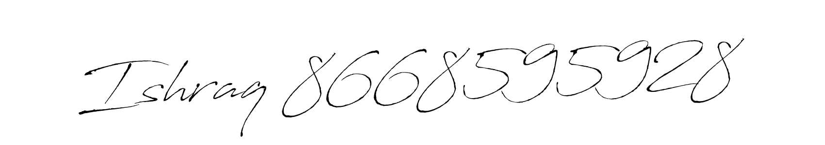 How to make Ishraq 8668595928 name signature. Use Antro_Vectra style for creating short signs online. This is the latest handwritten sign. Ishraq 8668595928 signature style 6 images and pictures png