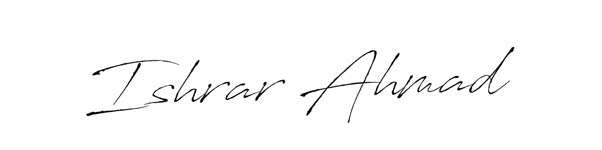 Antro_Vectra is a professional signature style that is perfect for those who want to add a touch of class to their signature. It is also a great choice for those who want to make their signature more unique. Get Ishrar Ahmad name to fancy signature for free. Ishrar Ahmad signature style 6 images and pictures png