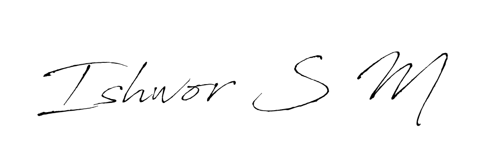 How to make Ishwor S M name signature. Use Antro_Vectra style for creating short signs online. This is the latest handwritten sign. Ishwor S M signature style 6 images and pictures png