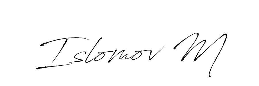 The best way (Antro_Vectra) to make a short signature is to pick only two or three words in your name. The name Islomov M include a total of six letters. For converting this name. Islomov M signature style 6 images and pictures png