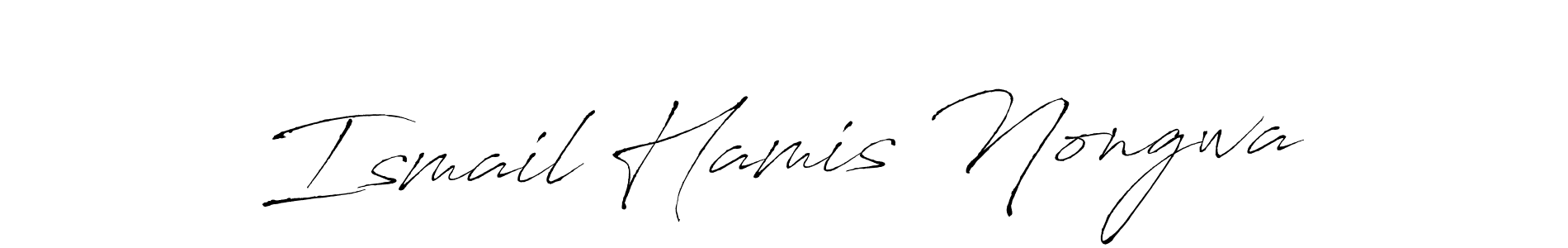 How to make Ismail Hamis Nongwa name signature. Use Antro_Vectra style for creating short signs online. This is the latest handwritten sign. Ismail Hamis Nongwa signature style 6 images and pictures png