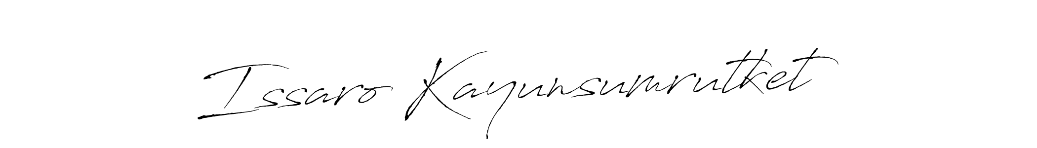 The best way (Antro_Vectra) to make a short signature is to pick only two or three words in your name. The name Issaro Kayunsumrutket include a total of six letters. For converting this name. Issaro Kayunsumrutket signature style 6 images and pictures png