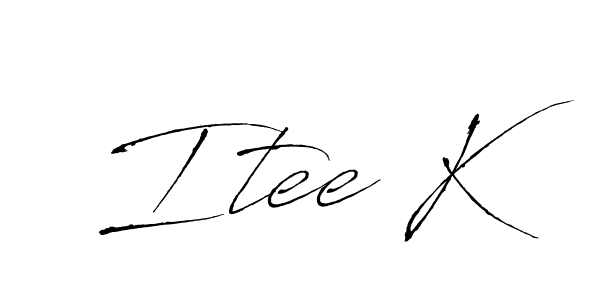 How to make Itee K name signature. Use Antro_Vectra style for creating short signs online. This is the latest handwritten sign. Itee K signature style 6 images and pictures png