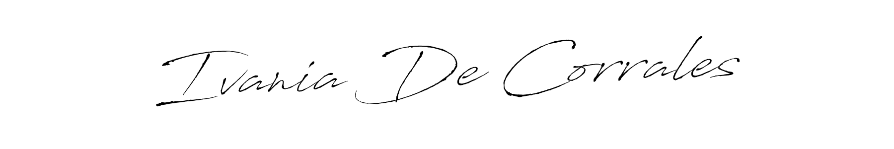 How to make Ivania De Corrales name signature. Use Antro_Vectra style for creating short signs online. This is the latest handwritten sign. Ivania De Corrales signature style 6 images and pictures png