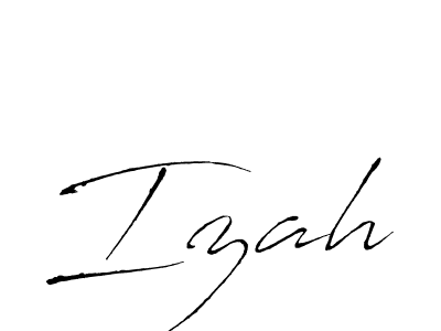 Design your own signature with our free online signature maker. With this signature software, you can create a handwritten (Antro_Vectra) signature for name Izah. Izah signature style 6 images and pictures png