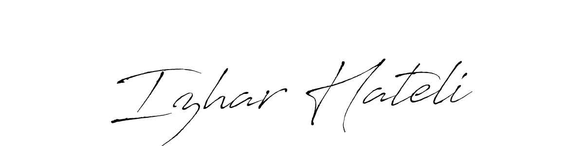 The best way (Antro_Vectra) to make a short signature is to pick only two or three words in your name. The name Izhar Hateli include a total of six letters. For converting this name. Izhar Hateli signature style 6 images and pictures png