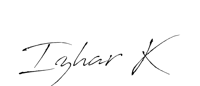 The best way (Antro_Vectra) to make a short signature is to pick only two or three words in your name. The name Izhar K include a total of six letters. For converting this name. Izhar K signature style 6 images and pictures png