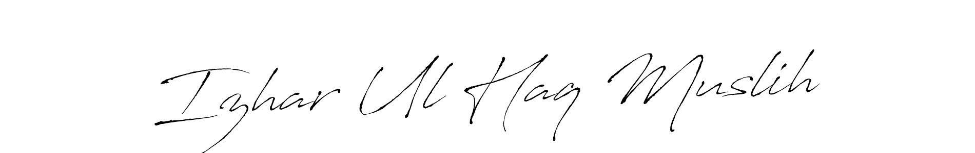 Make a beautiful signature design for name Izhar Ul Haq Muslih. With this signature (Antro_Vectra) style, you can create a handwritten signature for free. Izhar Ul Haq Muslih signature style 6 images and pictures png