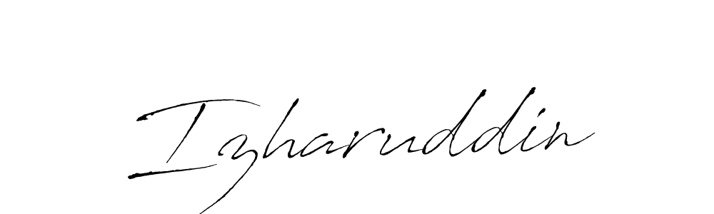 How to make Izharuddin signature? Antro_Vectra is a professional autograph style. Create handwritten signature for Izharuddin name. Izharuddin signature style 6 images and pictures png