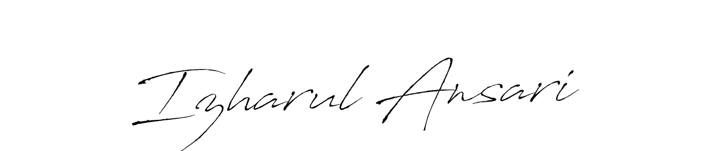 Antro_Vectra is a professional signature style that is perfect for those who want to add a touch of class to their signature. It is also a great choice for those who want to make their signature more unique. Get Izharul Ansari name to fancy signature for free. Izharul Ansari signature style 6 images and pictures png
