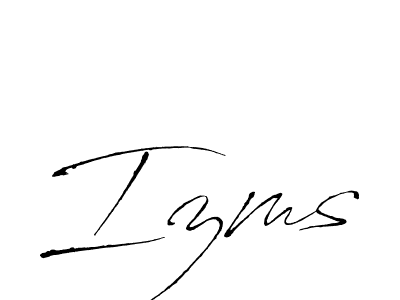 Design your own signature with our free online signature maker. With this signature software, you can create a handwritten (Antro_Vectra) signature for name Izms. Izms signature style 6 images and pictures png