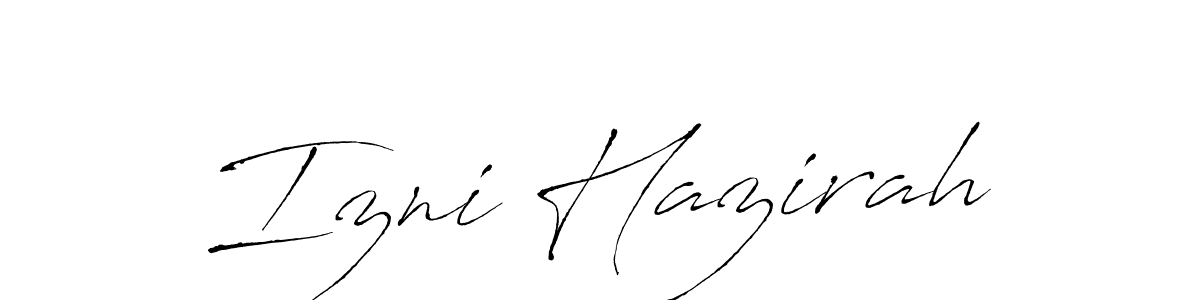 You should practise on your own different ways (Antro_Vectra) to write your name (Izni Hazirah) in signature. don't let someone else do it for you. Izni Hazirah signature style 6 images and pictures png