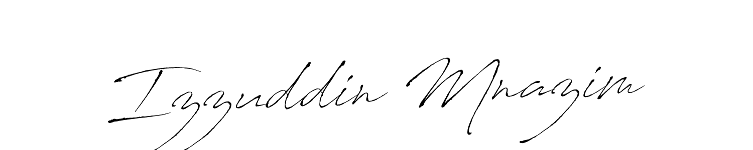 Make a beautiful signature design for name Izzuddin Mnazim. With this signature (Antro_Vectra) style, you can create a handwritten signature for free. Izzuddin Mnazim signature style 6 images and pictures png